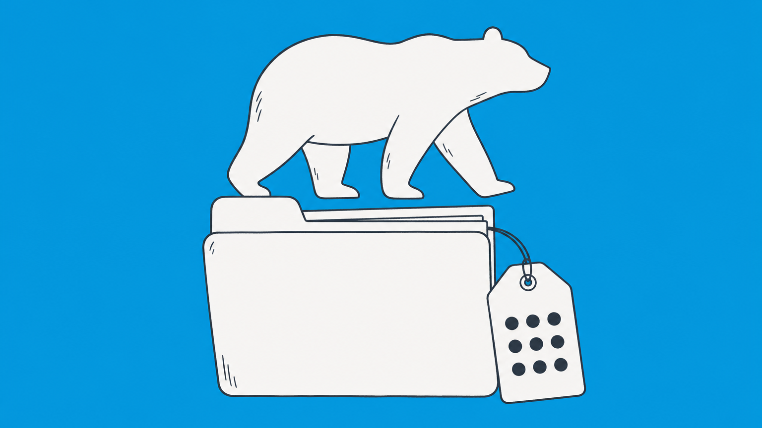 Flat illustration of a bear above a file folder with a numbered tag, representing a California corporation number