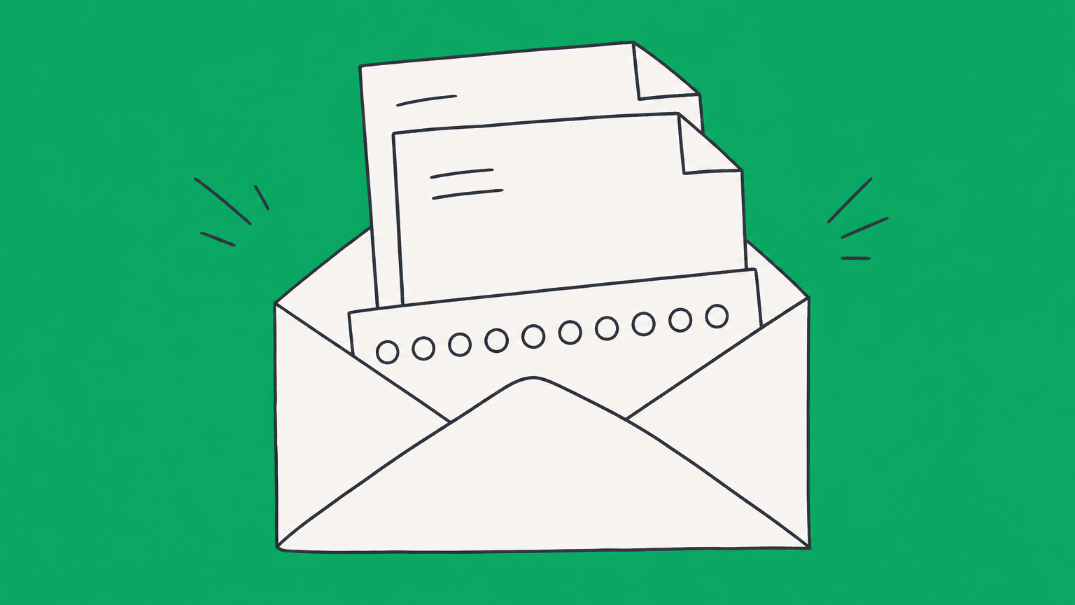 Flat illustration of letters with a number strip emerging from an envelope, representing an EIN verification letter