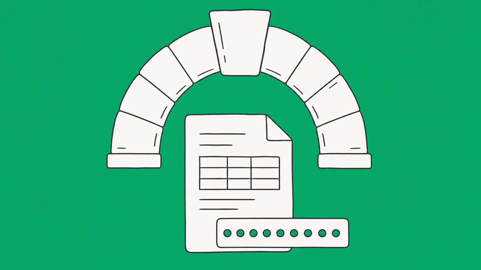 Flat illustration of a keystone arch above a tax document with a number strip, representing a Pennsylvania tax ID number