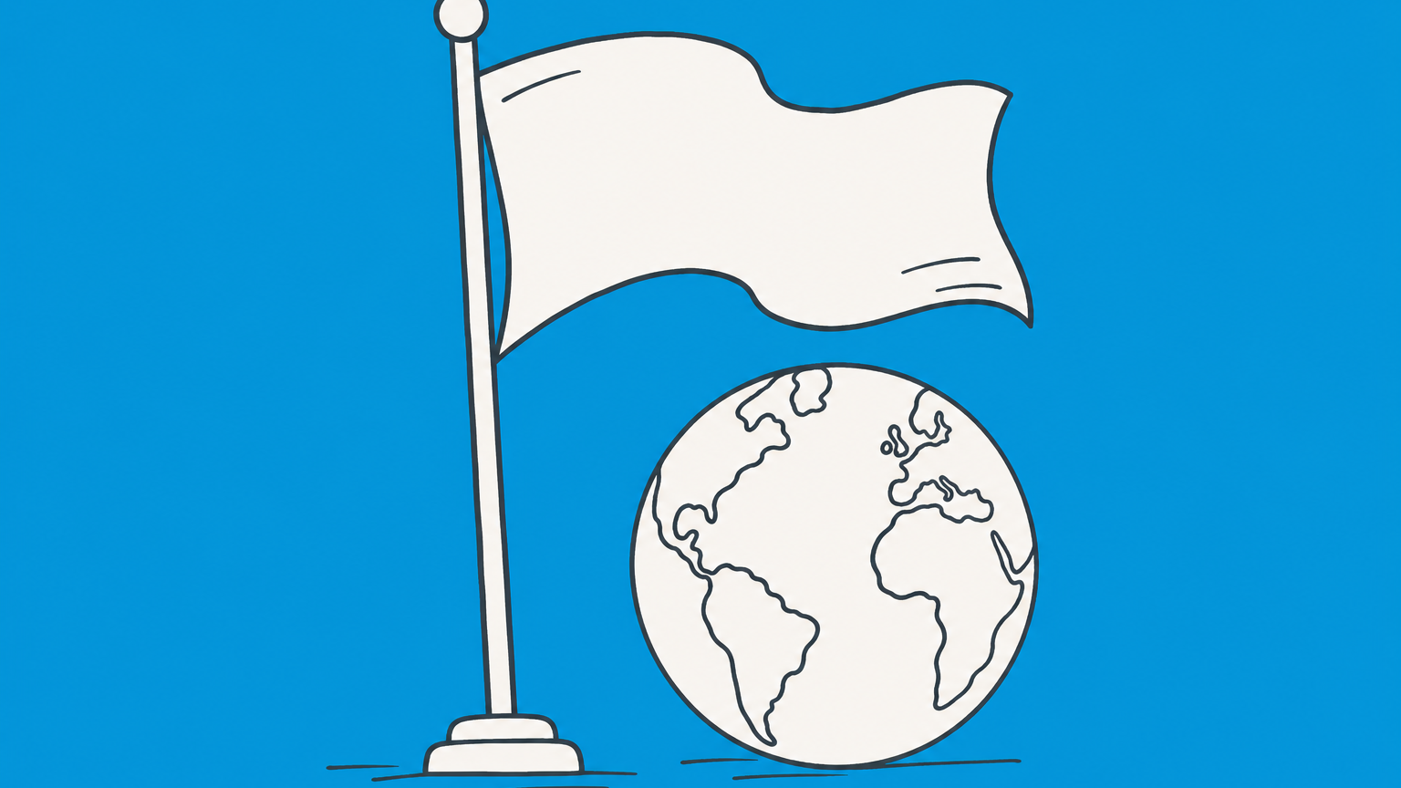Flat illustration of a flag on a flagpole beside a globe, representing pledges of allegiance around the world