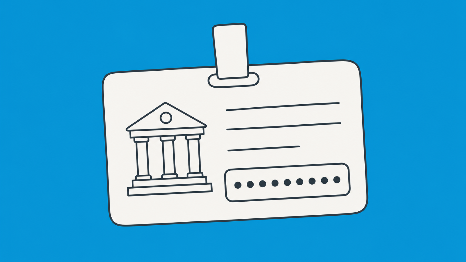 Flat illustration of an ID card with a building icon and number strip, representing a company identification number