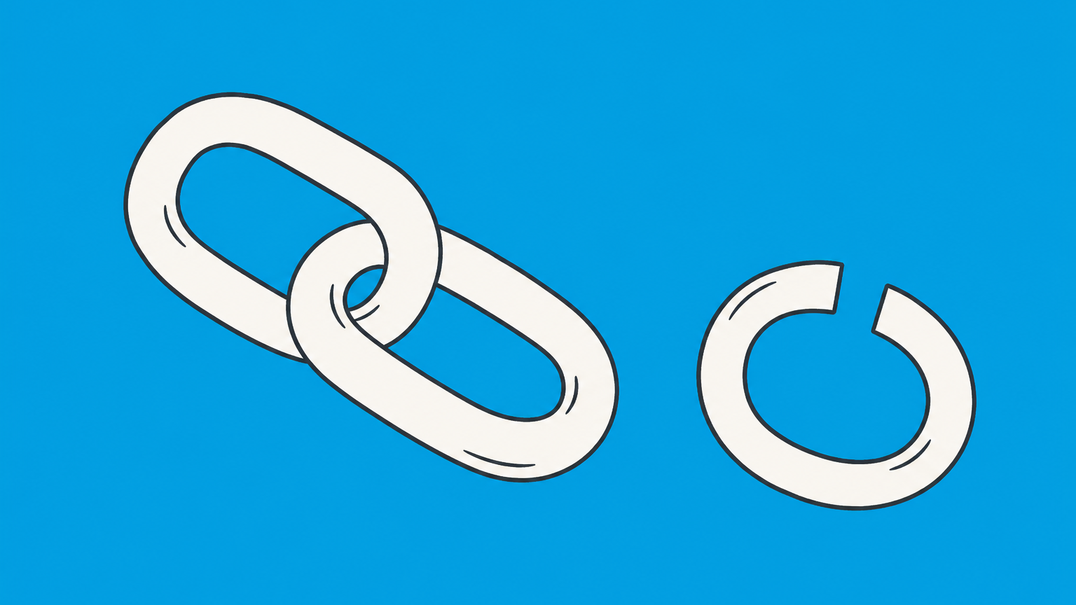 Flat illustration of two joined chain links with a third open ring, representing exceptions to privity of contract