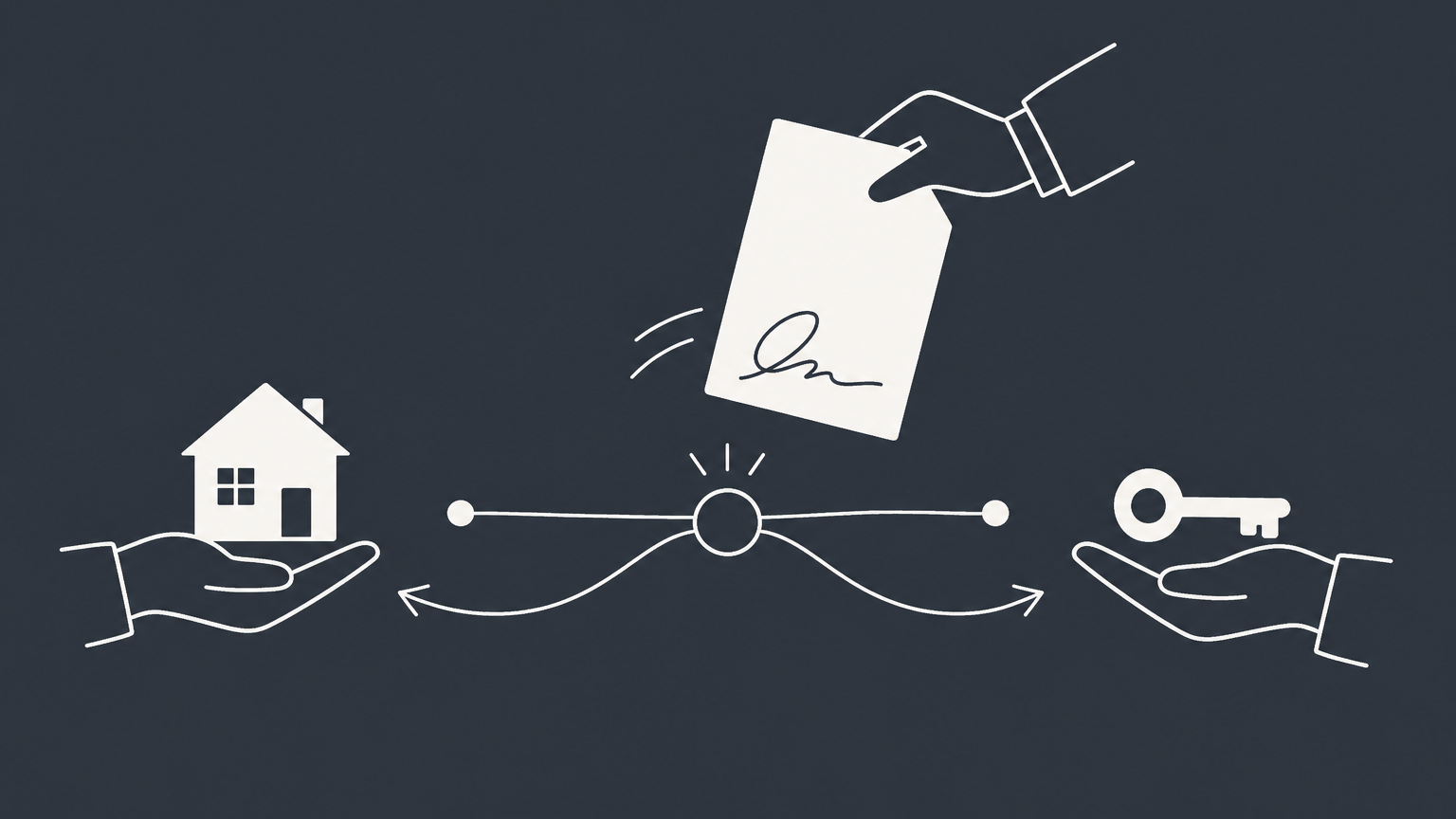 Flat illustration of a document being withdrawn as exchanged objects return to their original sides, representing the meaning of rescinded.