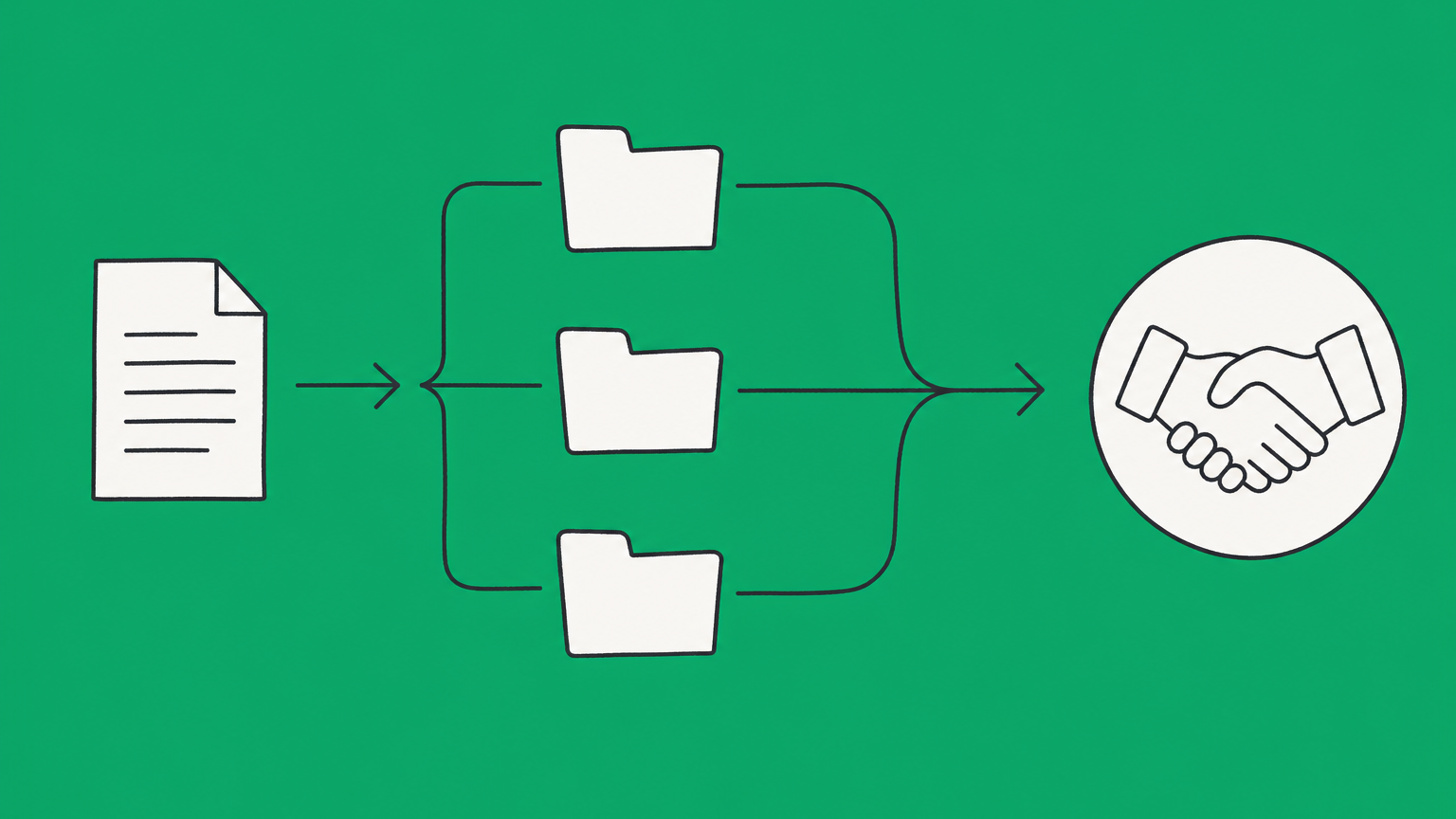 Flat illustration of a complaint document moving through organized folders toward resolution, representing the grievance process.