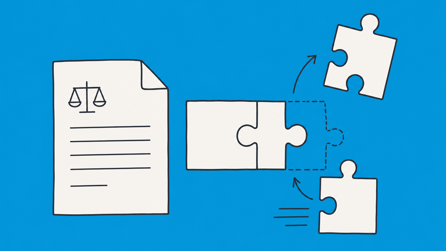 Flat illustration of one puzzle piece replacing another beside a document to represent the meaning of in lieu of.