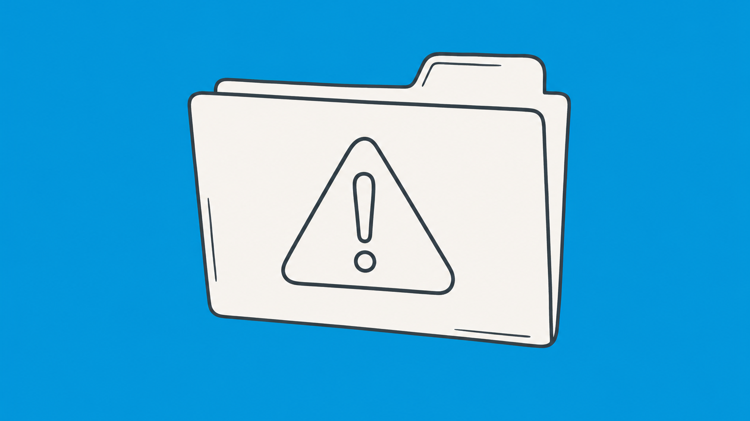 Flat illustration of a warning triangle clipped to a courthouse file, representing an admonition in law