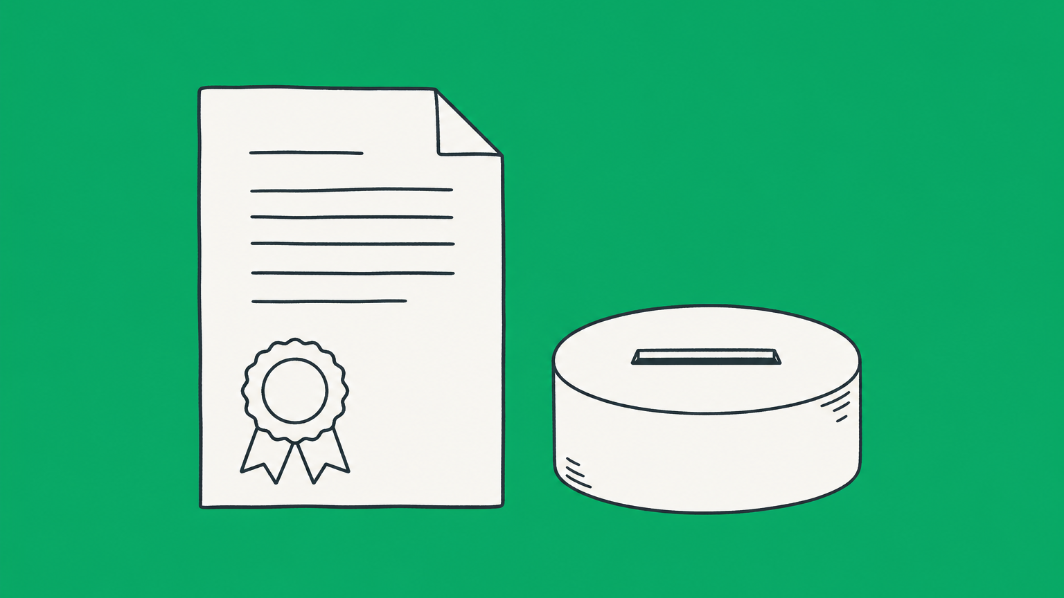 Flat illustration of a patent document beside an empty coin slot, representing a patent expired for fee-related reasons