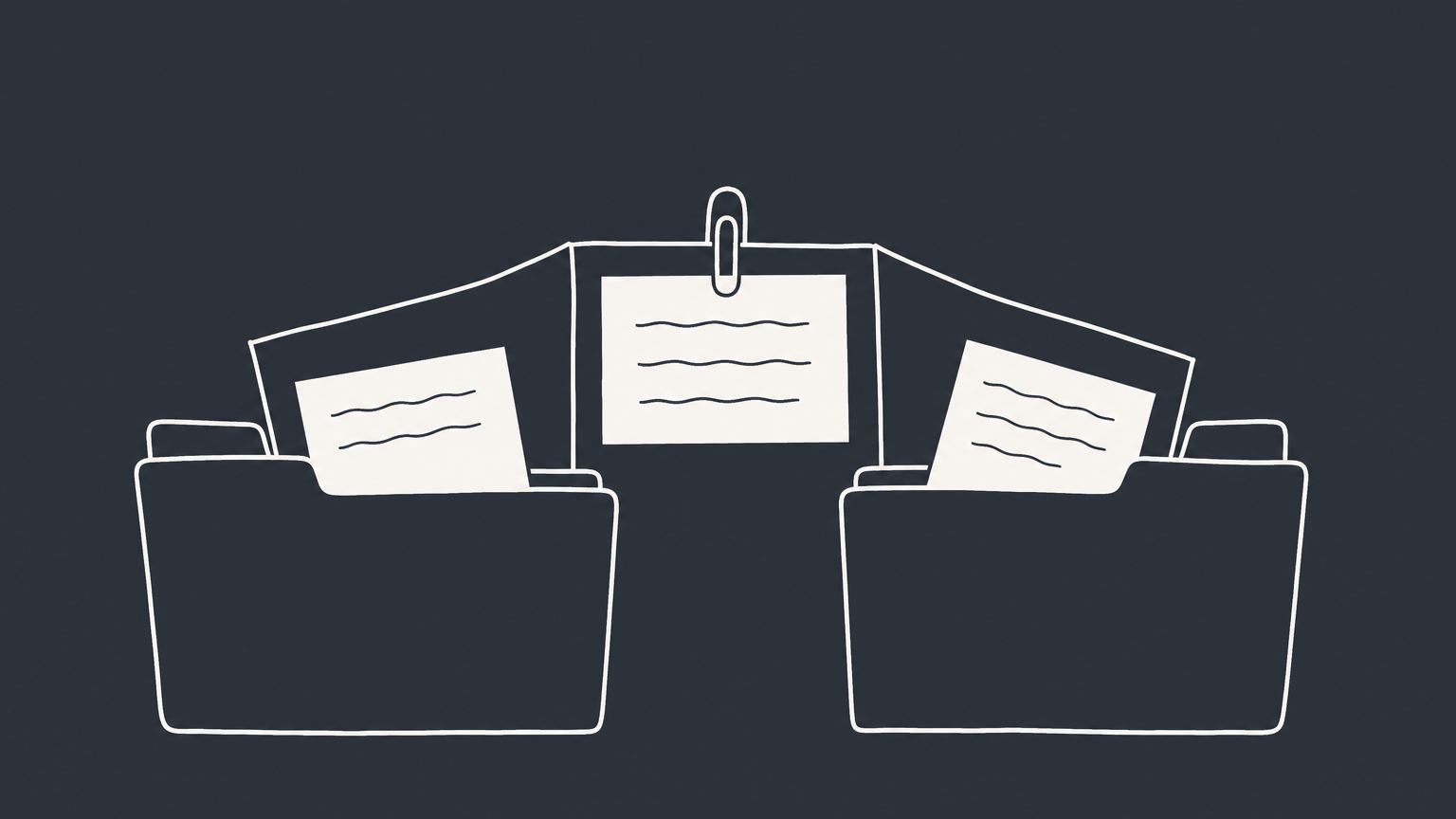 Flat illustration of two case folders sharing one clipped fact card to represent the meaning of a legal stipulation.