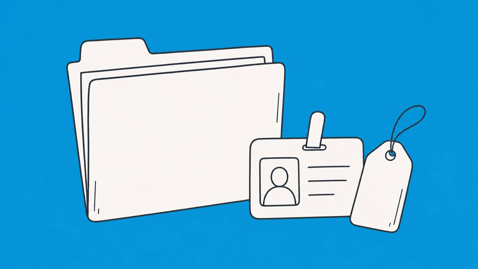 Flat illustration of a business folder with an ID card and a numbered tag, representing whether a single-member LLC needs an EIN