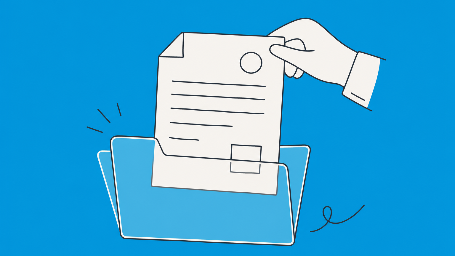 Flat illustration of a transparent folder with a document pulled into full view, representing full disclosure