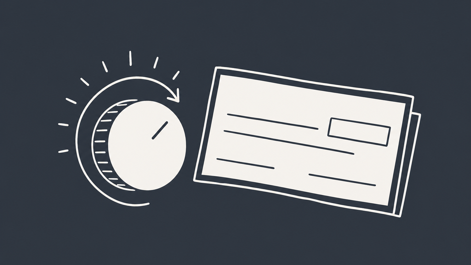 Flat illustration of a dial beside a paycheck, representing federal withholding allowances
