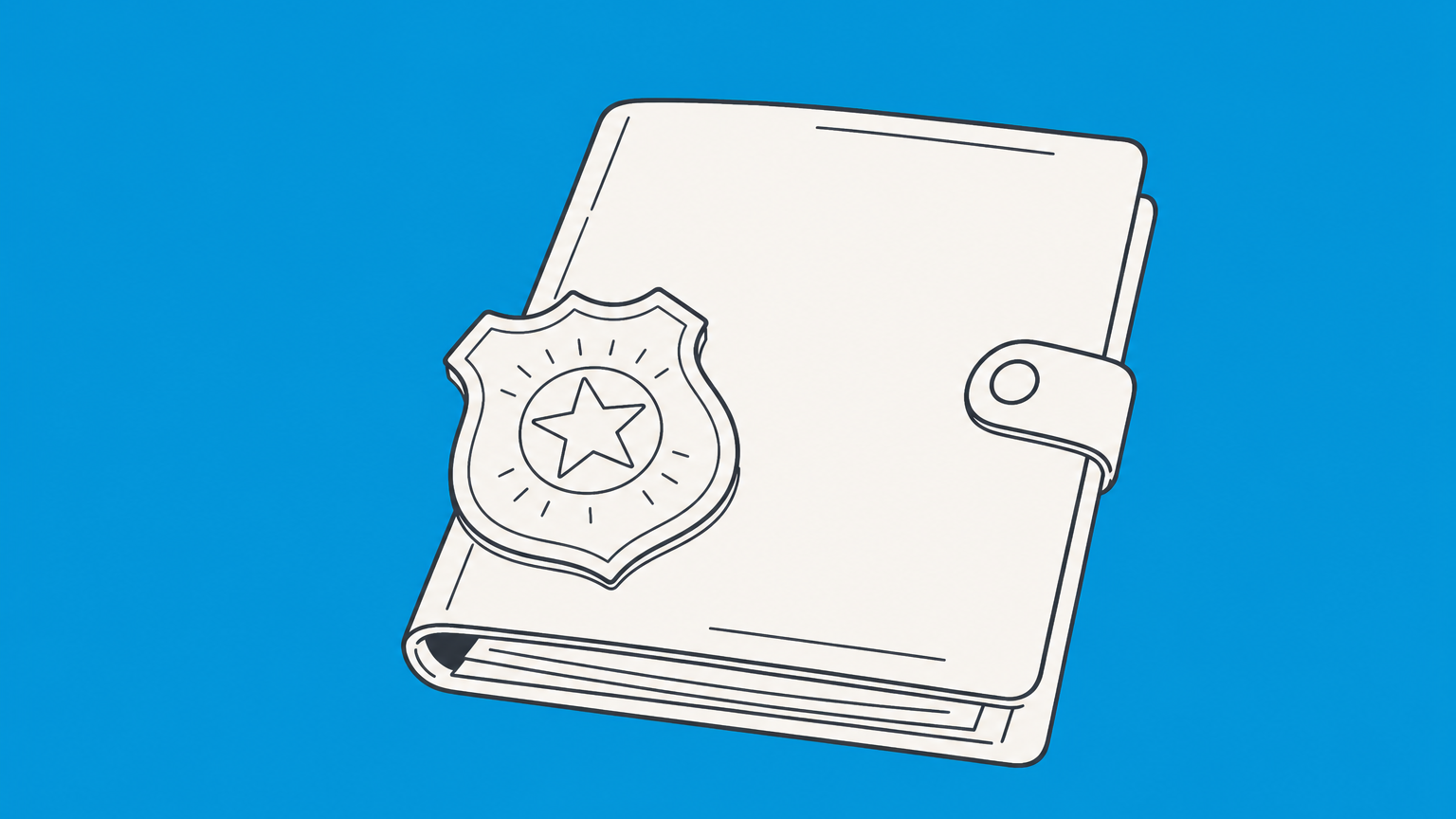 Flat illustration of a court file with a detective badge, representing the Mark Fuhrman perjury plea agreement