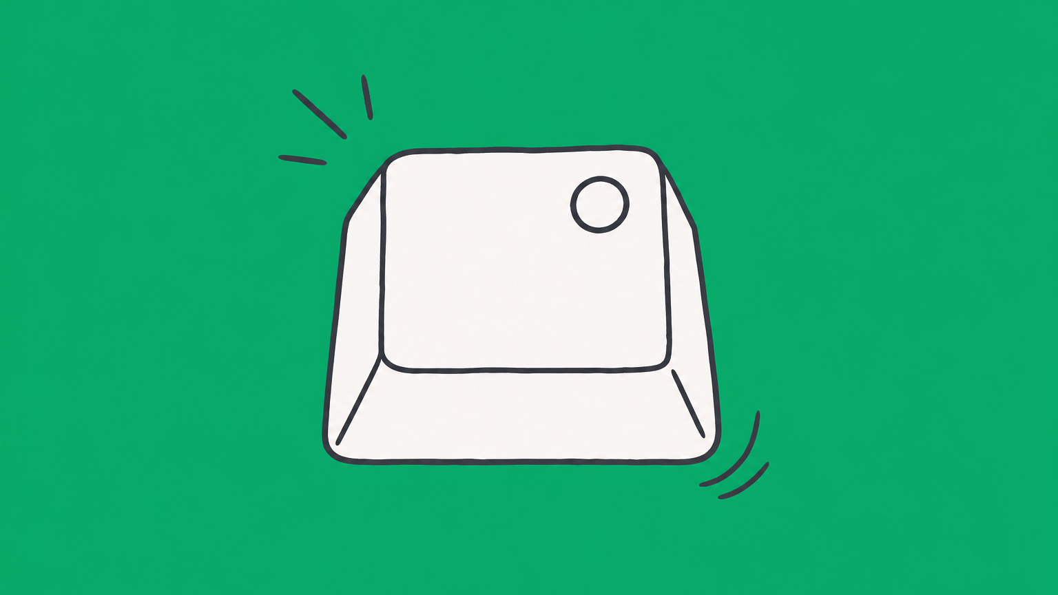 Flat illustration of a keyboard key with a circled mark, representing how to type the trademark symbol