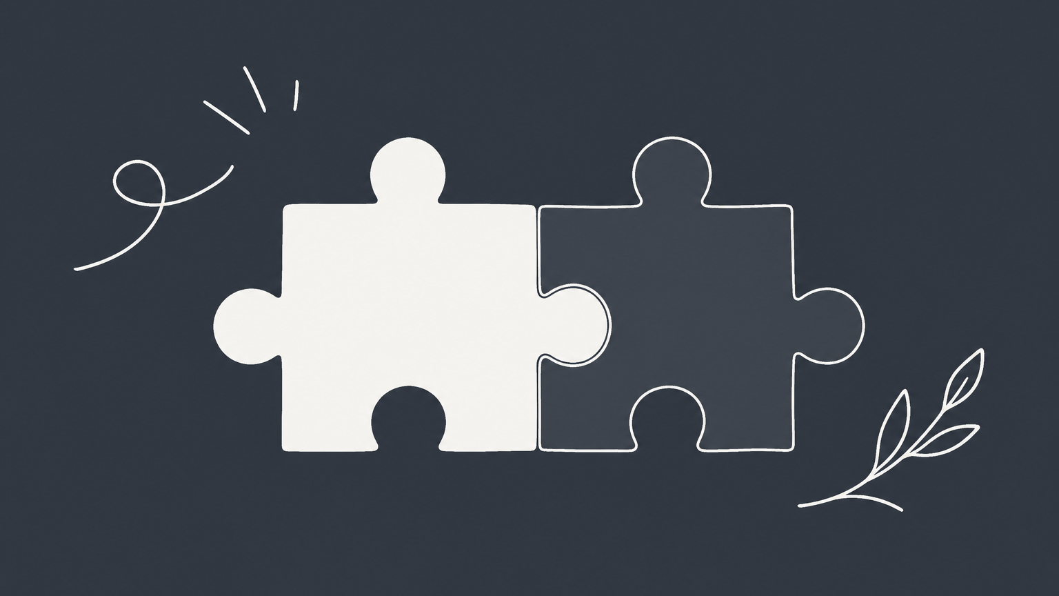 Flat illustration of a solid puzzle piece joined to a translucent one, representing a legal presumption