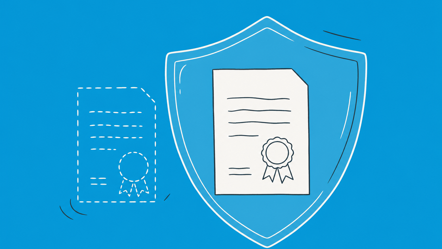 Flat illustration of a transparent shield protecting an authentic sealed document to represent the bona fide meaning in law.