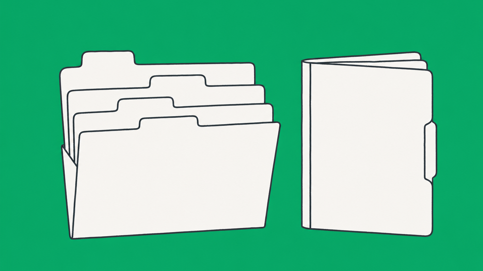 Flat illustration of a company folder with six interlocking tabs representing the contents of a memorandum of association.