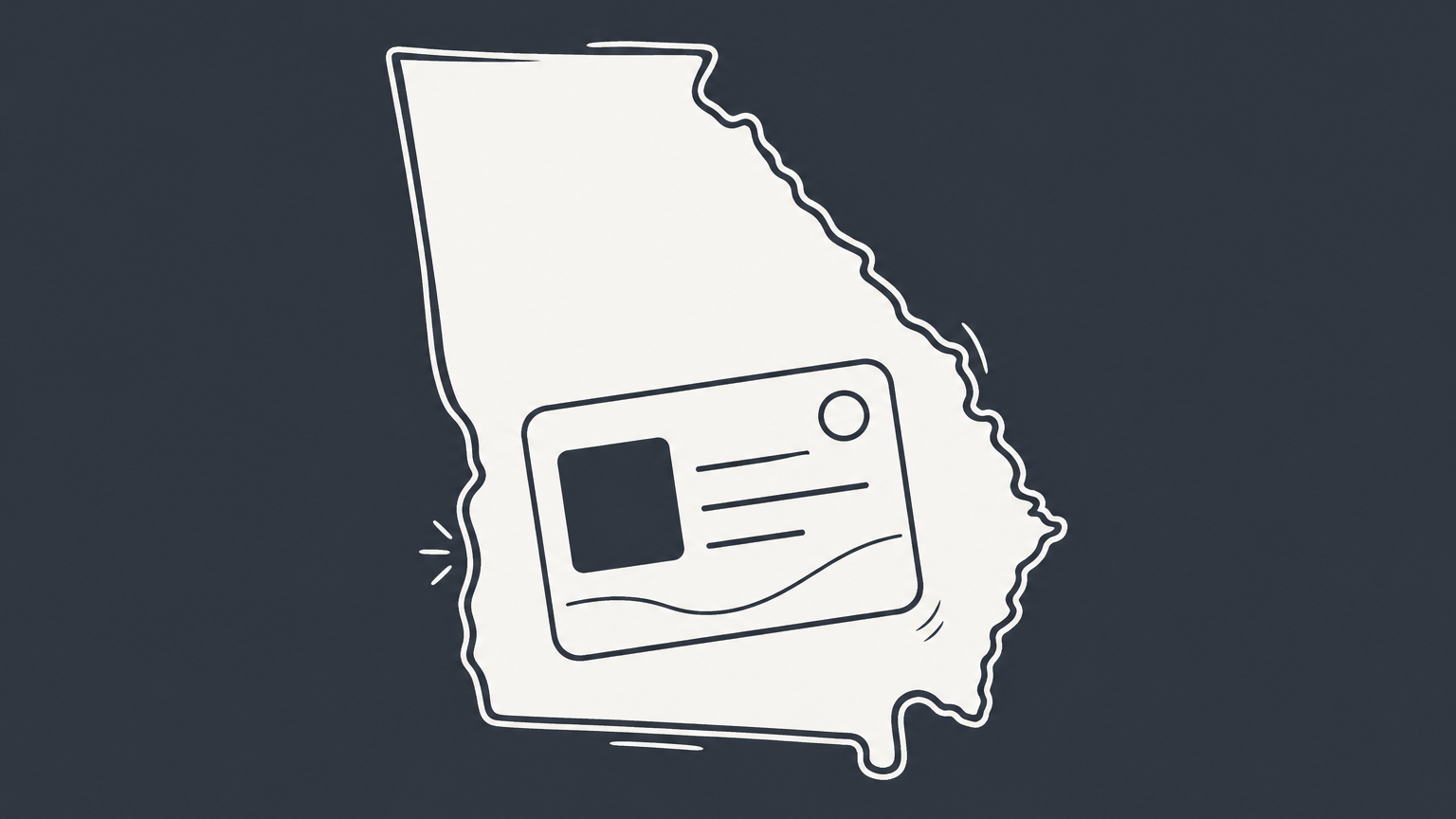 Flat illustration of an ID card on a Georgia outline, representing an EIN number in Georgia