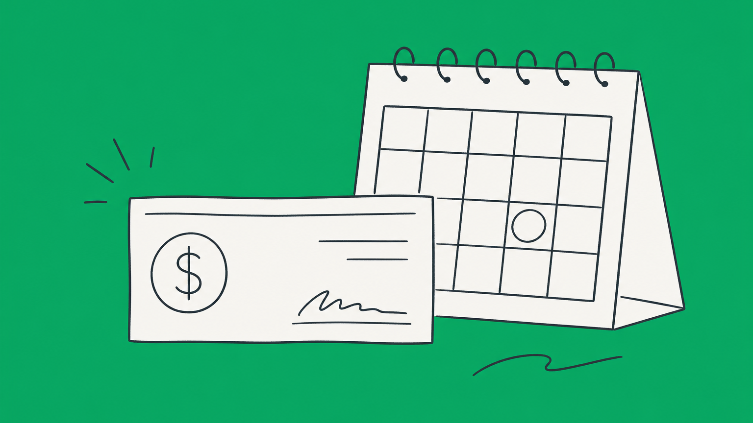 Flat illustration of a payment voucher beside a calendar, representing California Form 3522