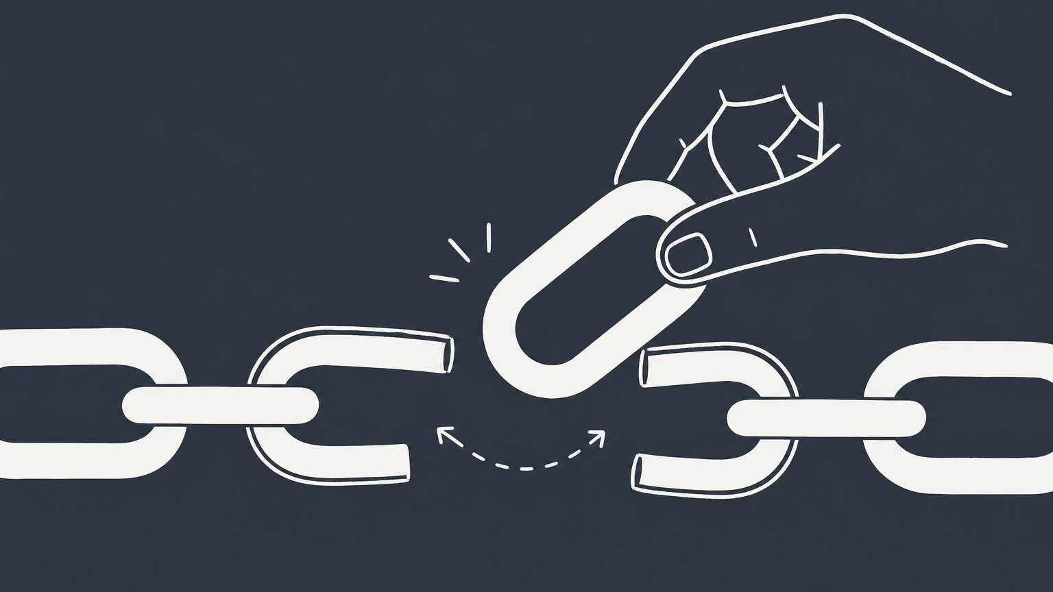 Flat illustration of a chain with one link being replaced, representing novation versus assignment