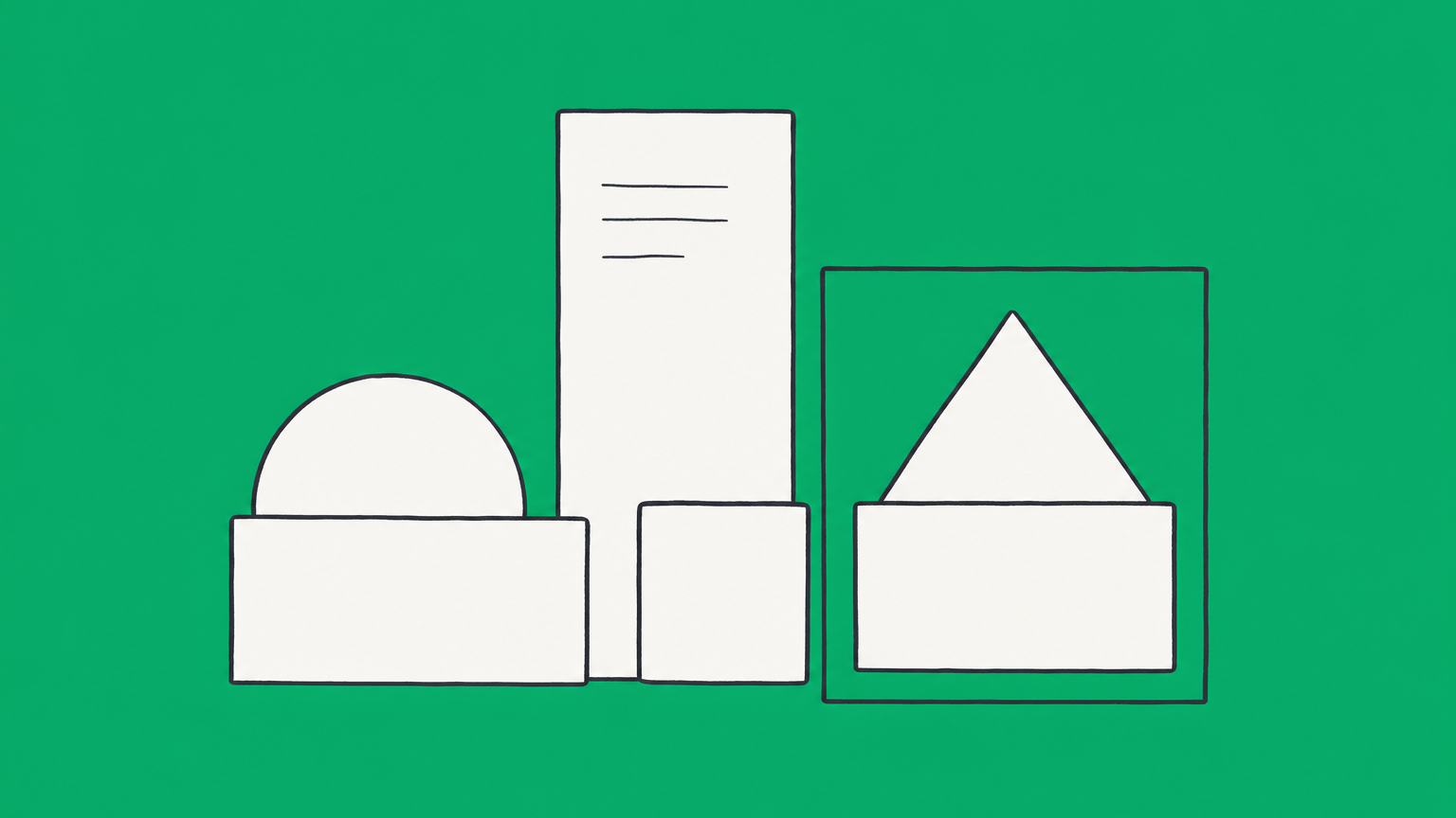 Flat illustration of business blocks with one framed, representing corporation versus company