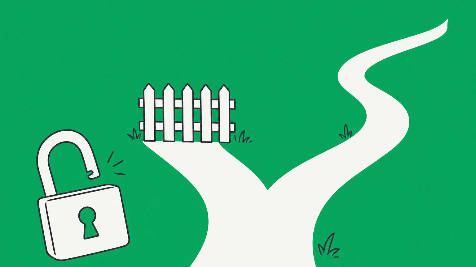 Flat illustration of an open padlock and forked career path representing lawful ways to challenge non-compete restrictions.