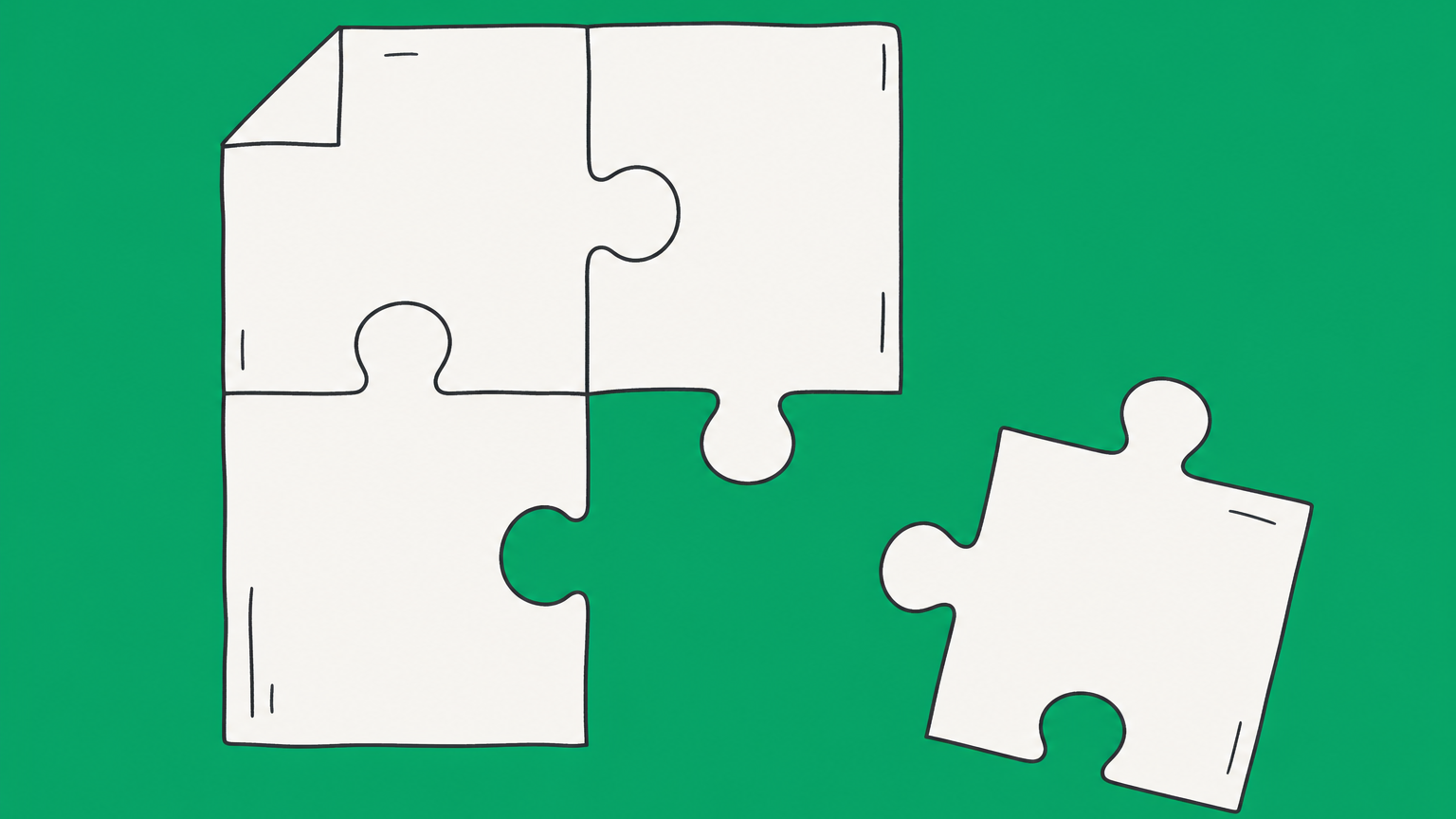 Flat illustration of a contract puzzle with one piece that does not fit, representing illegal contracts