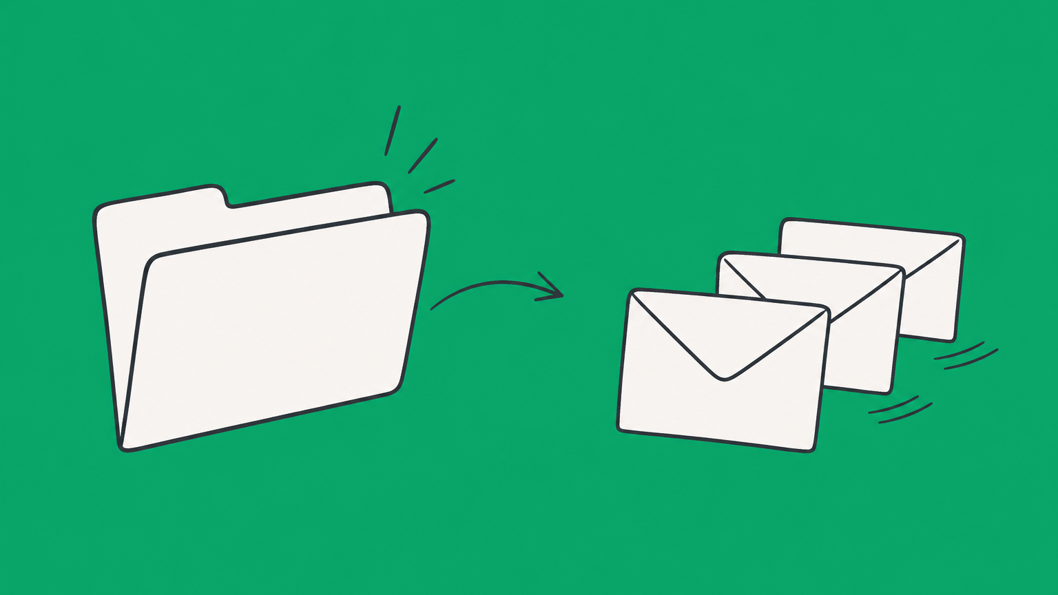 Flat illustration of a business folder opening toward payroll envelopes, representing a single-member LLC with employees