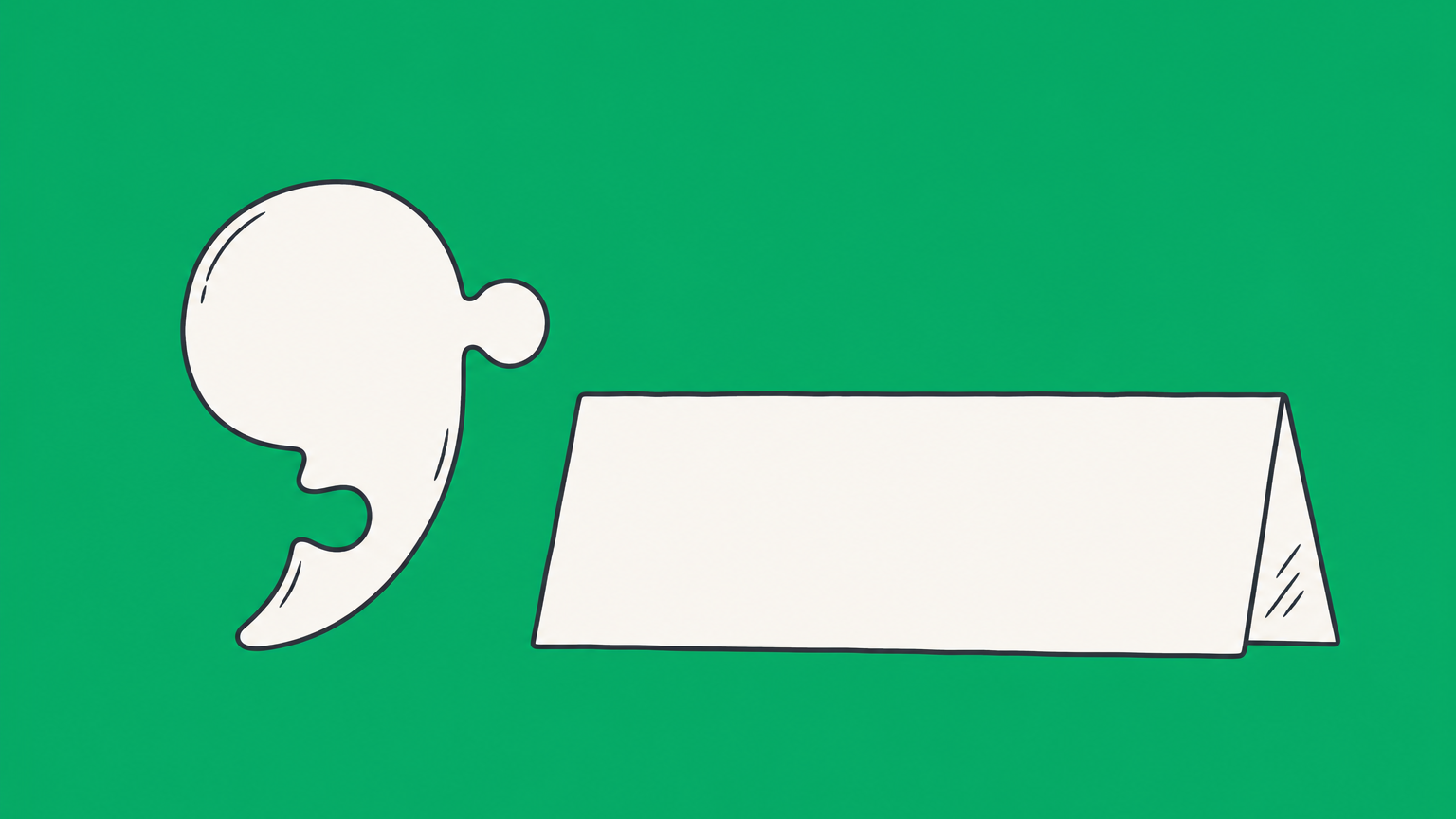 Flat illustration of a comma-shaped piece beside a nameplate, representing the comma before LLC
