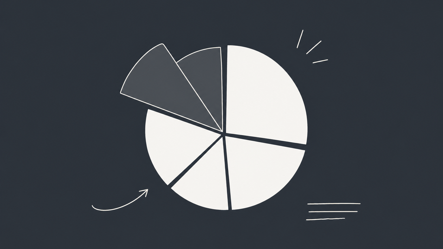 Flat illustration of a solid share pie beside a pie with translucent potential slices representing basic vs diluted EPS.