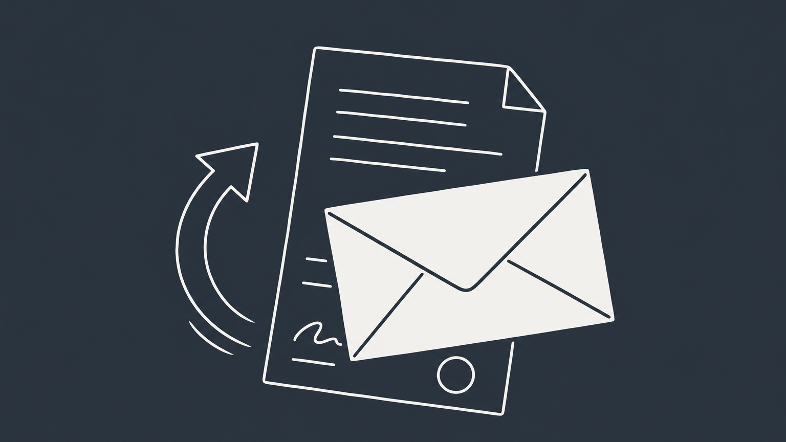 Flat illustration of a contract with a backward arrow returning a key and coin to represent a notice of rescission.