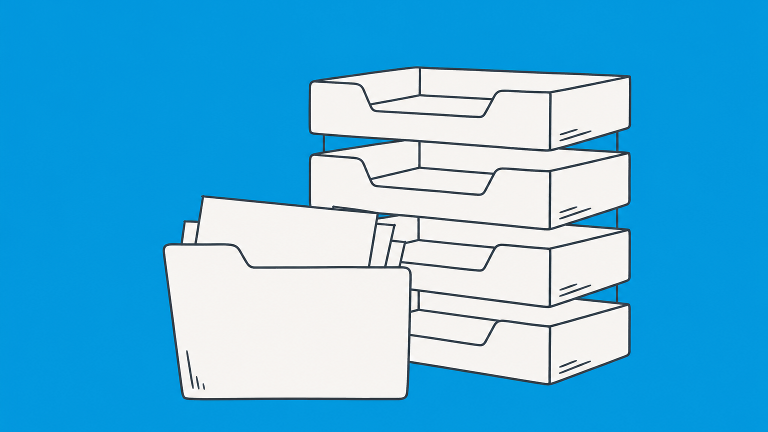 Flat illustration of an LLC document folder choosing among four filing trays to represent tax classification for an LLC.