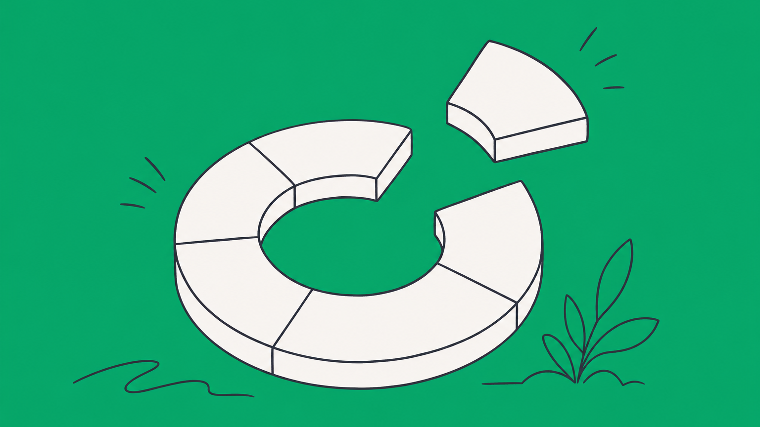 Flat illustration of a segmented ownership ring transferring between folders to represent the transfer of interest in a partnership.