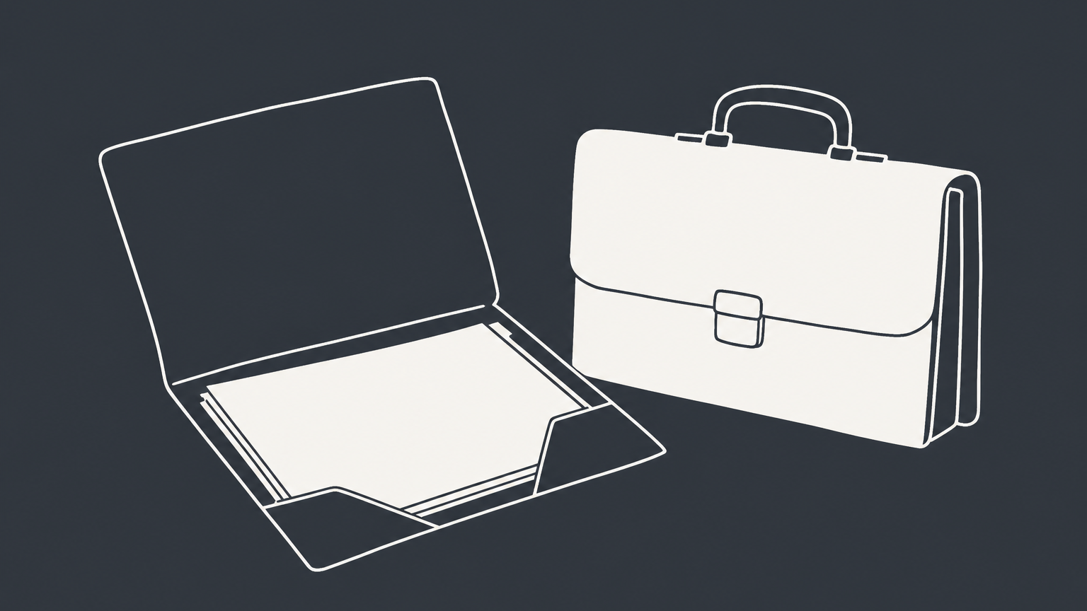 Flat illustration of two document folders holding a roadmap and a fitted key to represent a business proposal versus a business plan.
