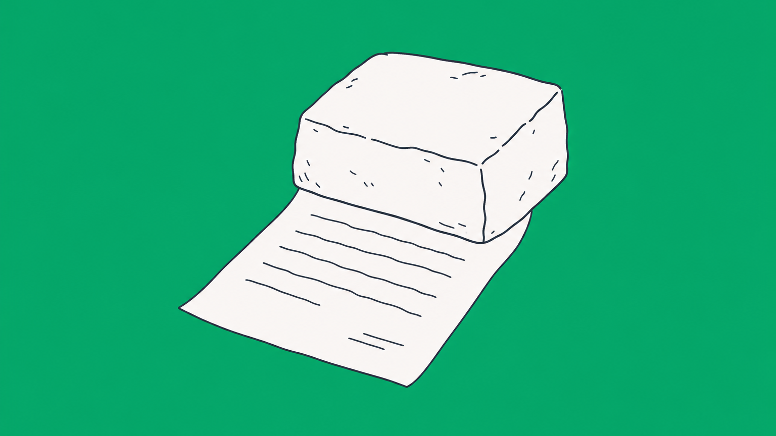 Flat illustration of a contract trapped beneath a heavy block beside an open exit, representing an unconscionable contract.