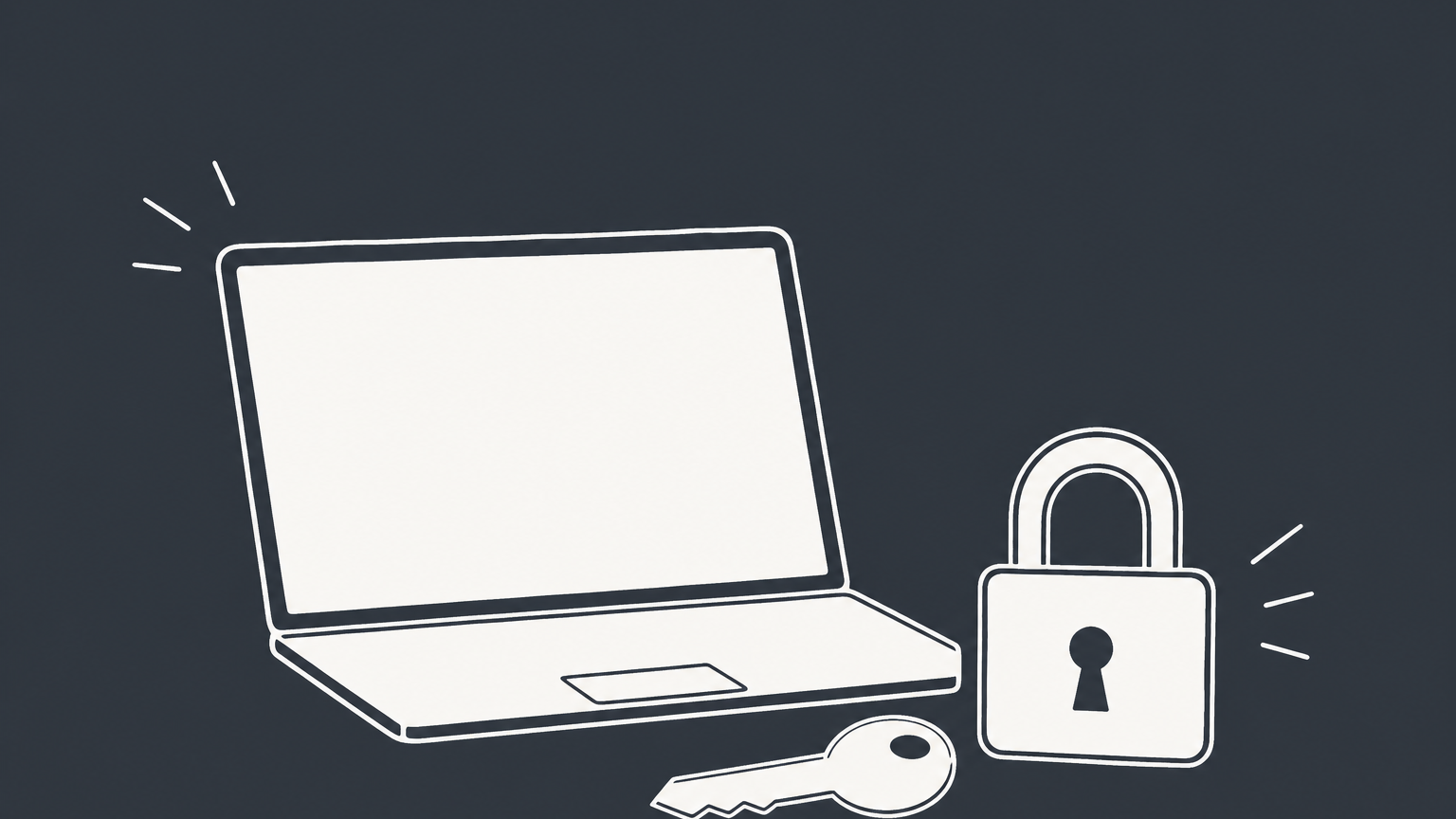 Flat illustration of a license key, duplicated software tiles, and a locked barrier representing software piracy penalties.