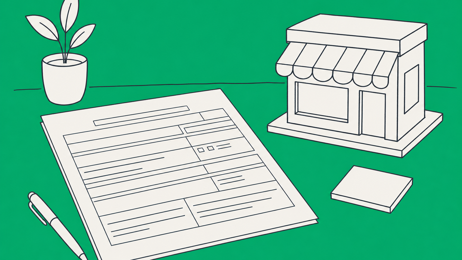 Flat illustration of a small business routing a tax document by entity structure to represent a W-9 for an LLC.