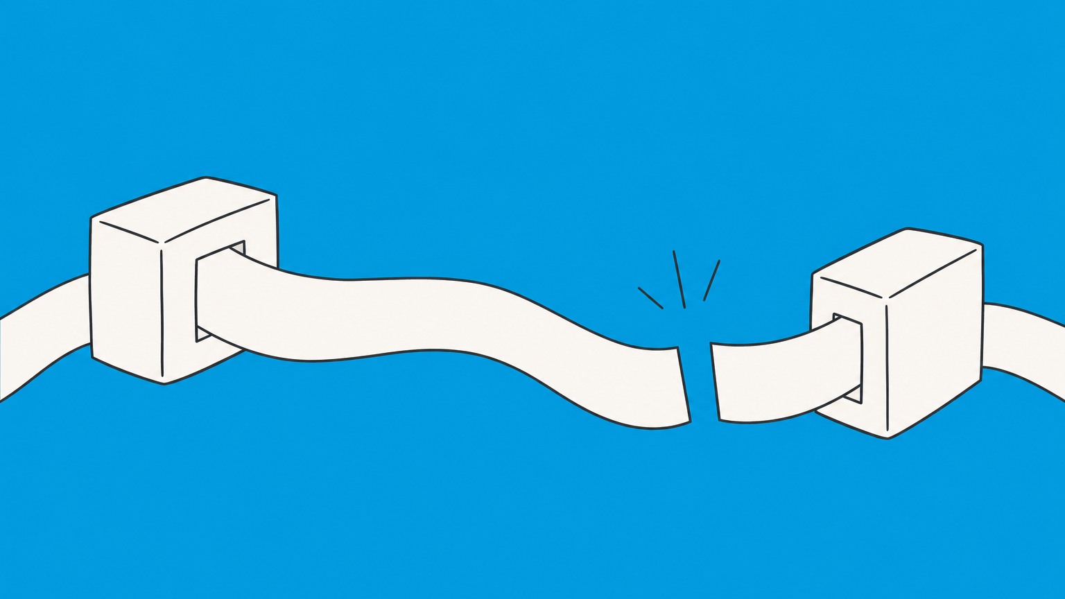 Flat illustration of a contract ribbon opening at an early break point to represent early termination of a contract.