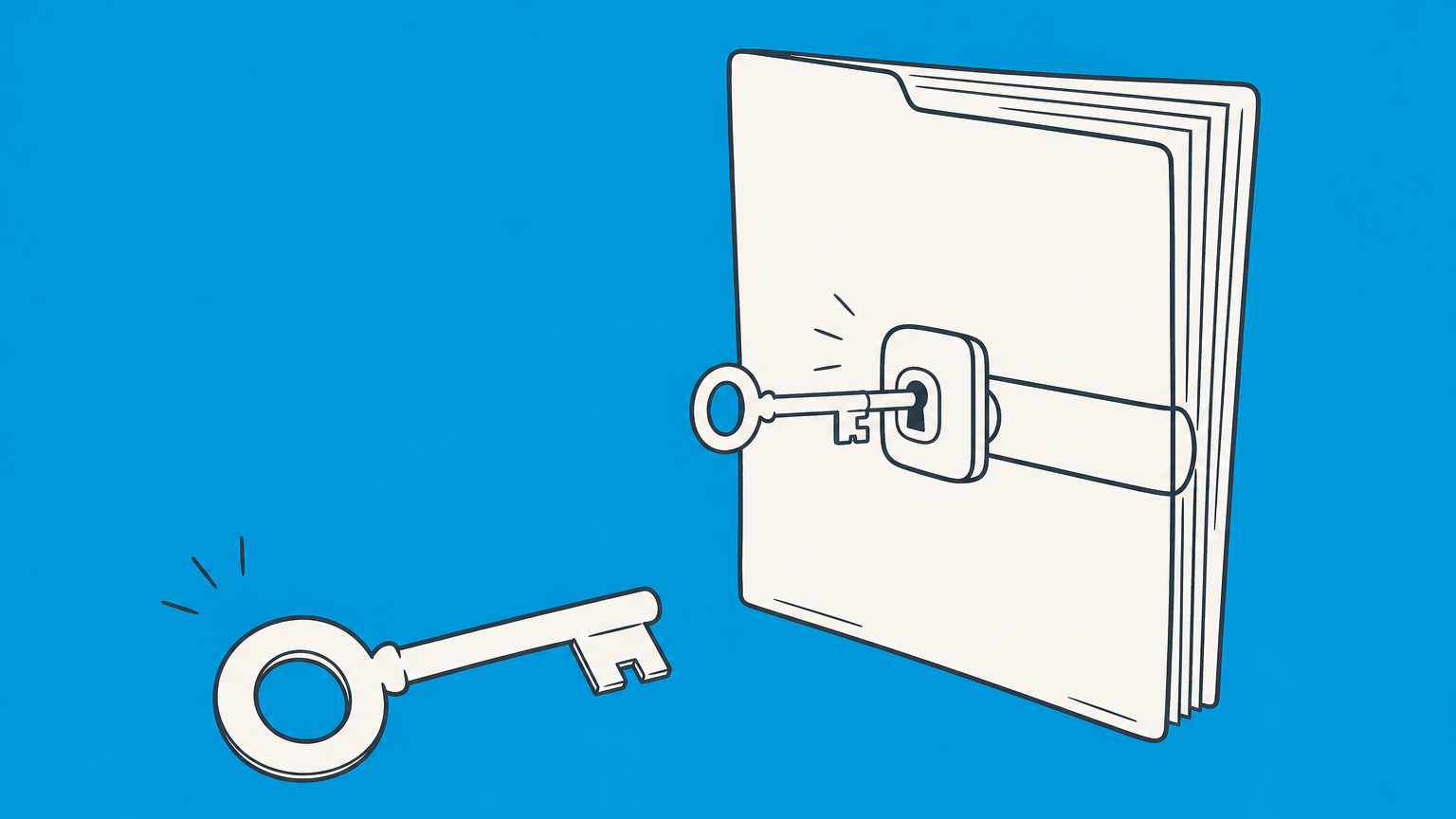 Flat illustration of a small key unlocking a contract folder to represent voidable contracts and minor contract law cases.
