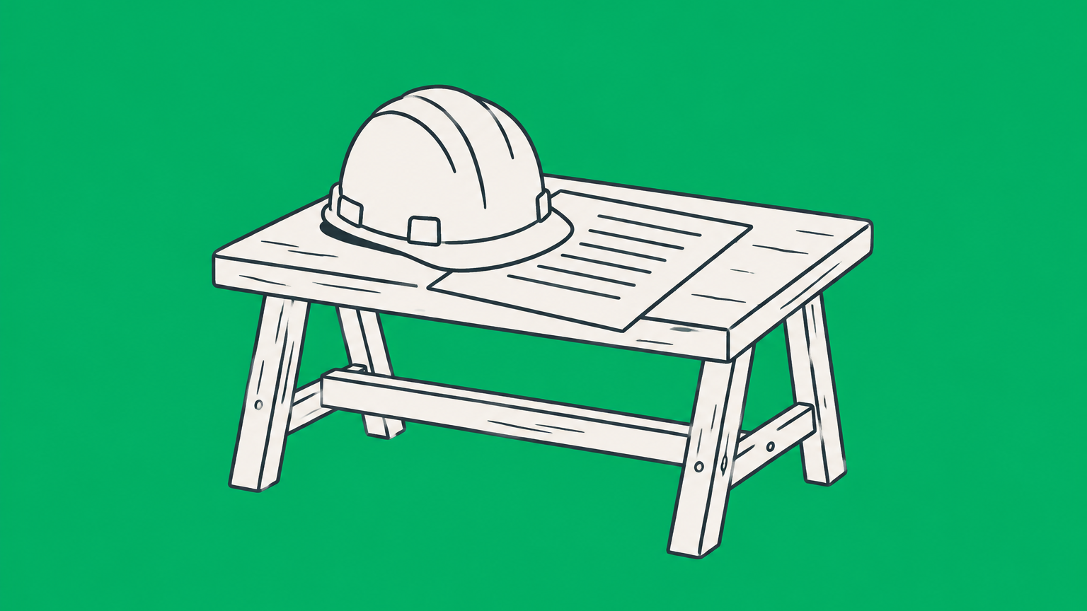 Flat illustration of a workbench, contract, and branching employment paths representing federal rules for hiring minors as independent contractors.