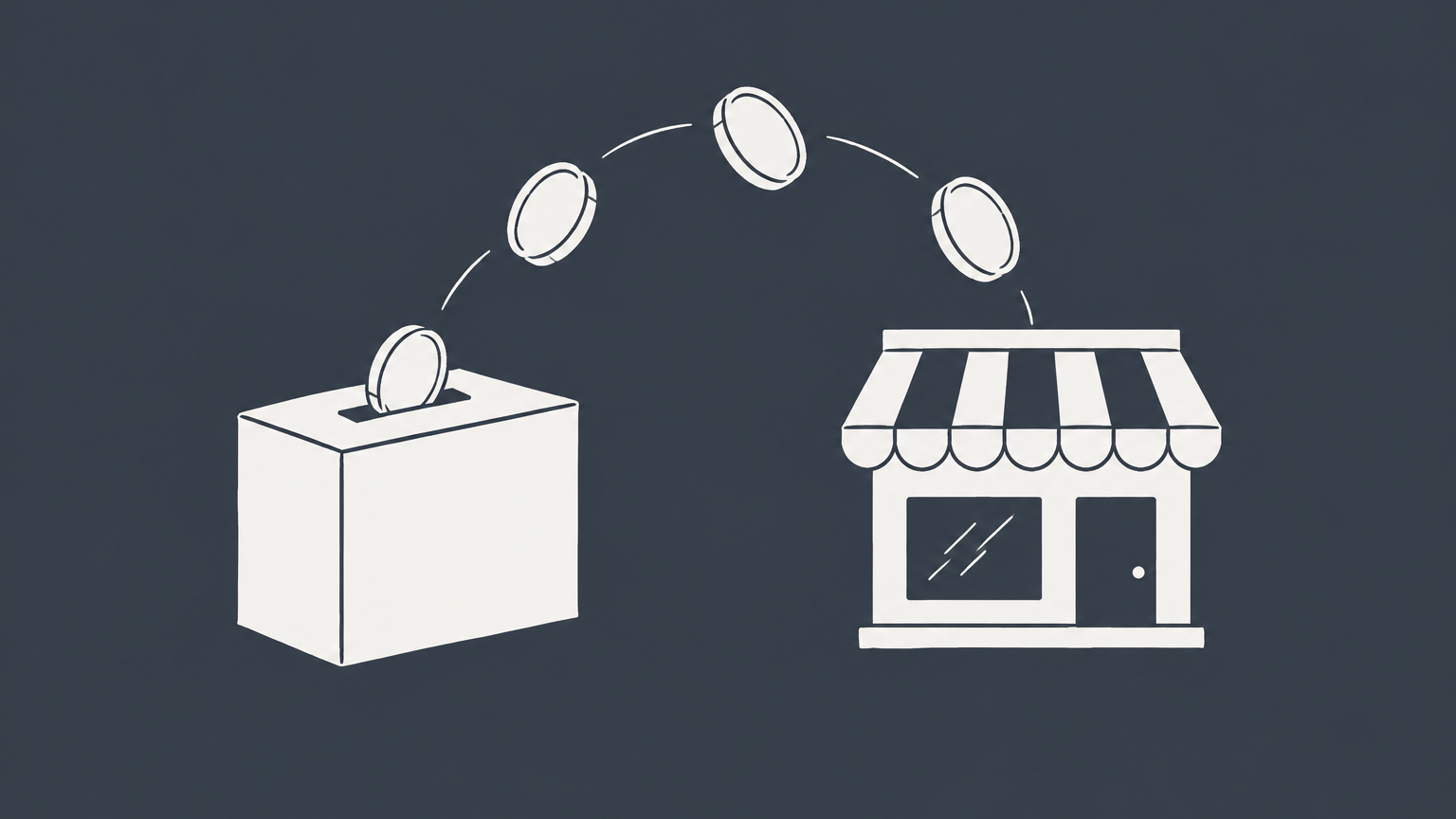 Flat illustration of a collection box directing funds into separate business and charitable paths to represent whether an LLC can accept donations.