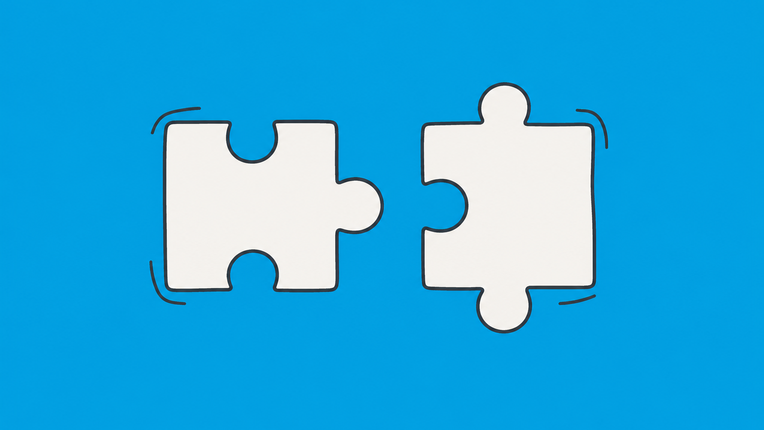 Flat illustration of two unjoined puzzle pieces with one locked side connection representing a non-binding agreement with potentially binding clauses.