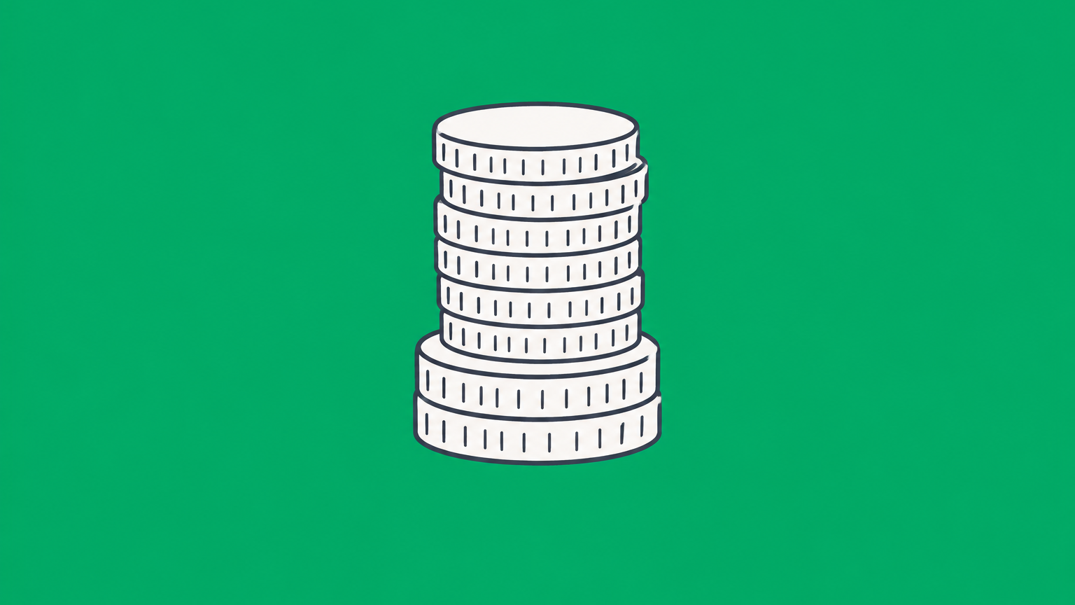 Flat illustration of a divided coin stack in a ledger frame representing additional paid-in capital and its separation from common stock.