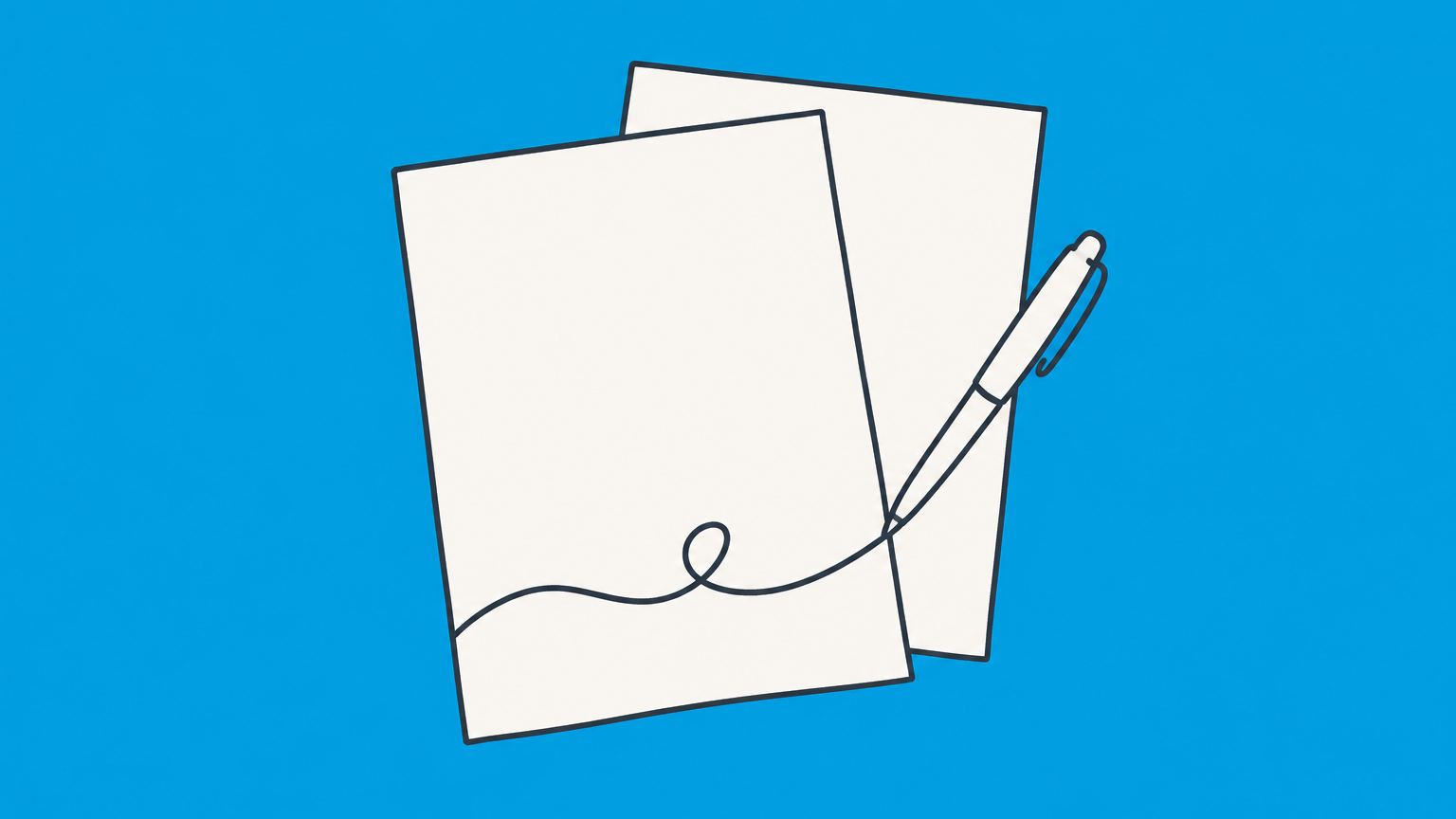 Flat illustration of two joined documents with a calendar, payment coin, and package representing a letter of agreement.
