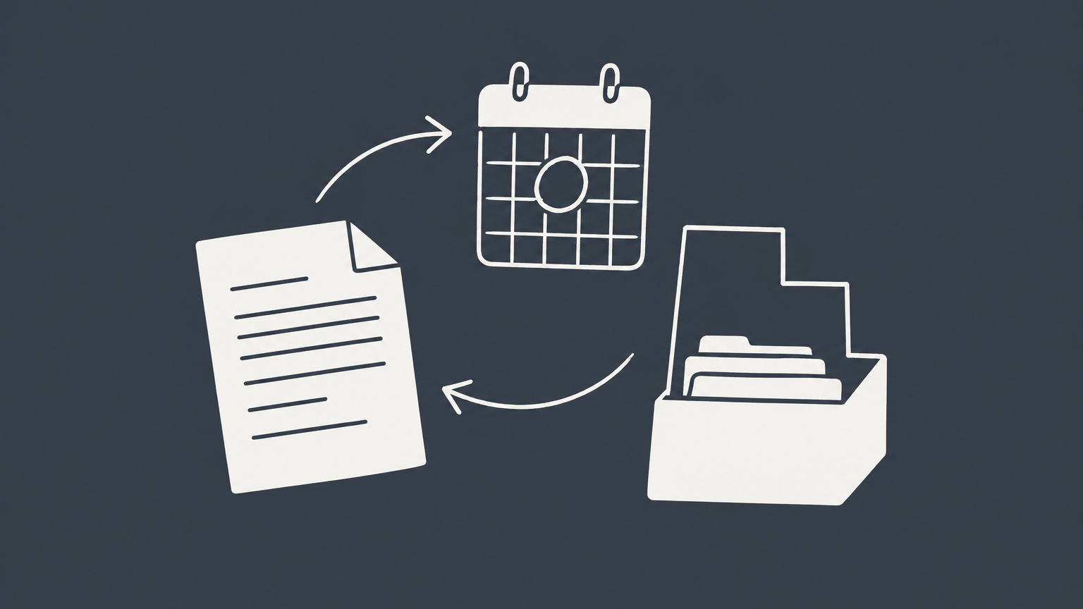 Flat illustration of a document looping around an anniversary calendar into a Utah-shaped filing tray for the Utah LLC renewal process.