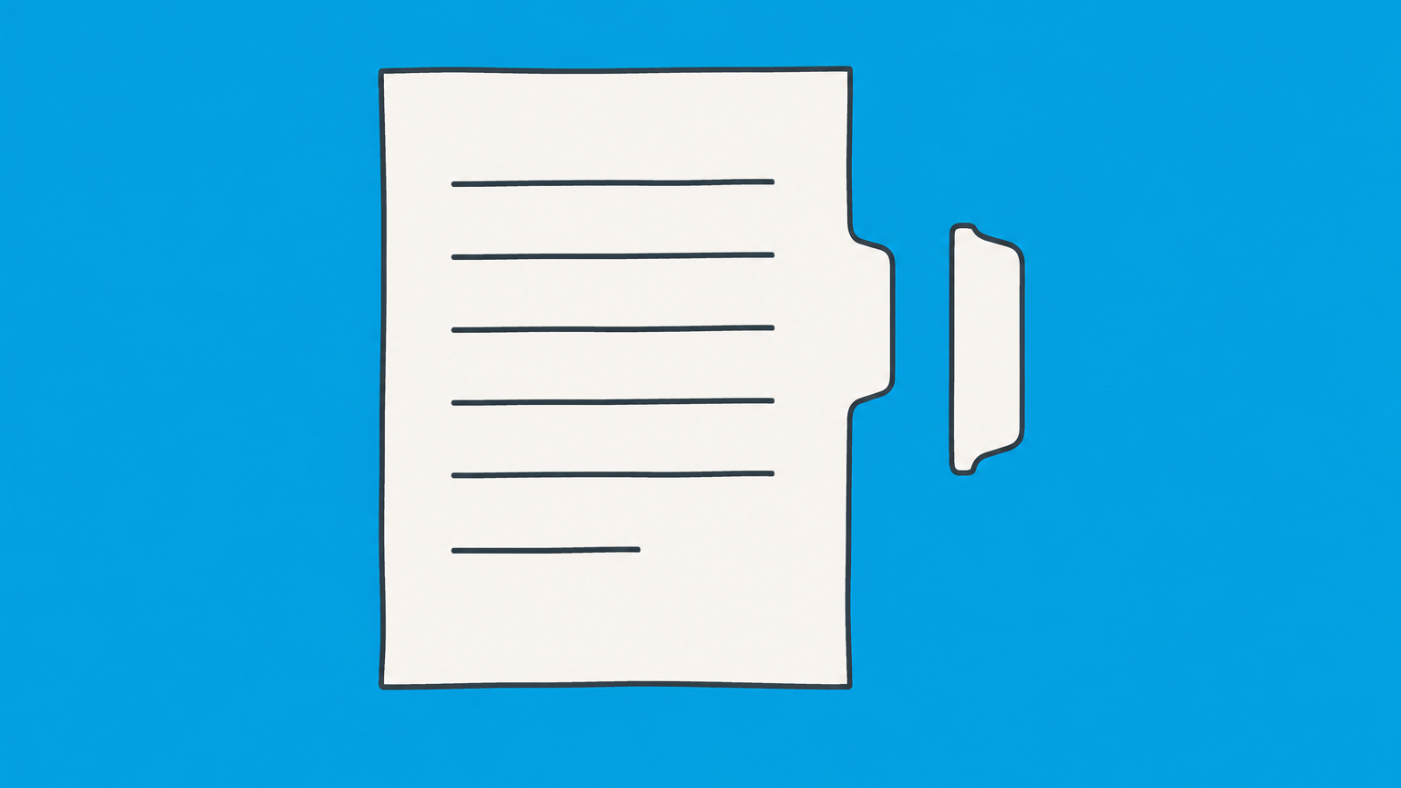 Flat illustration of a contract page with one removable tab set aside to represent a waiver agreement.