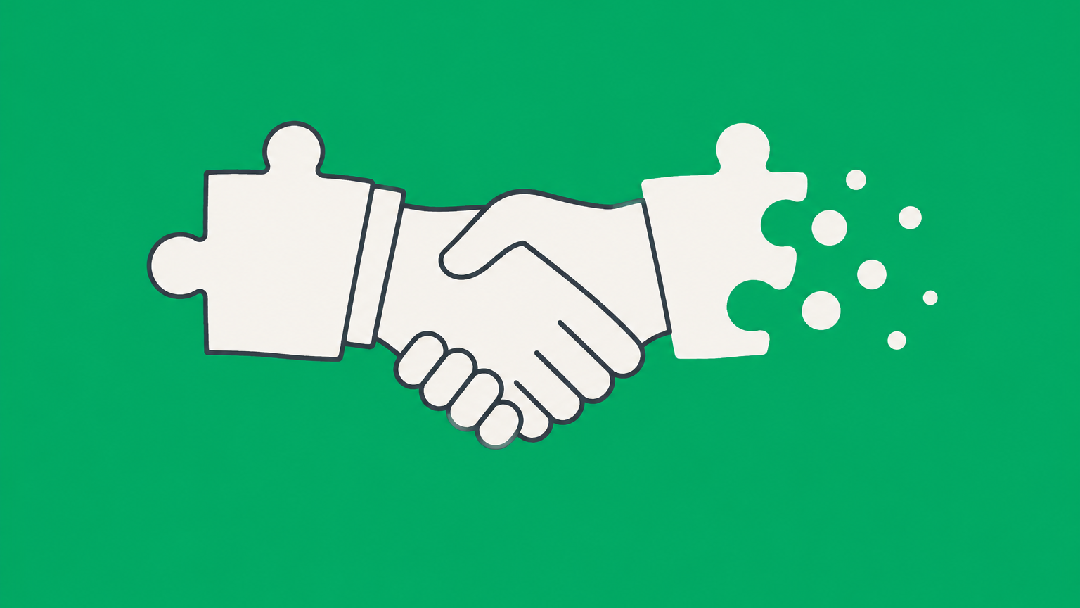 Flat illustration of one solid puzzle piece and one fading puzzle piece failing to connect, representing an illusory promise in contract law.