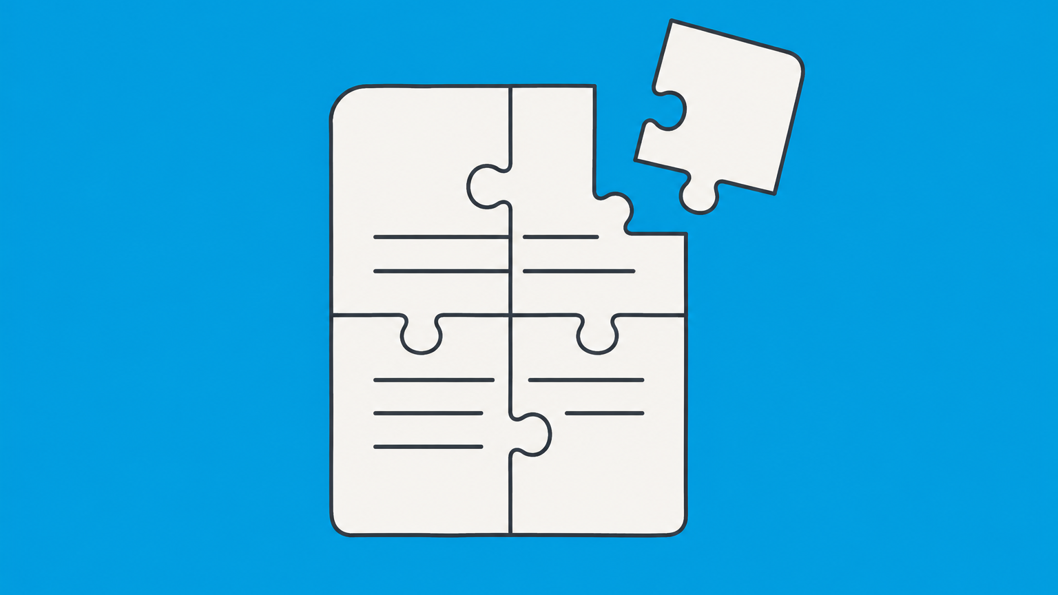 Flat illustration of a contract sheet with a missing interlocking piece representing what makes a contract null and void.