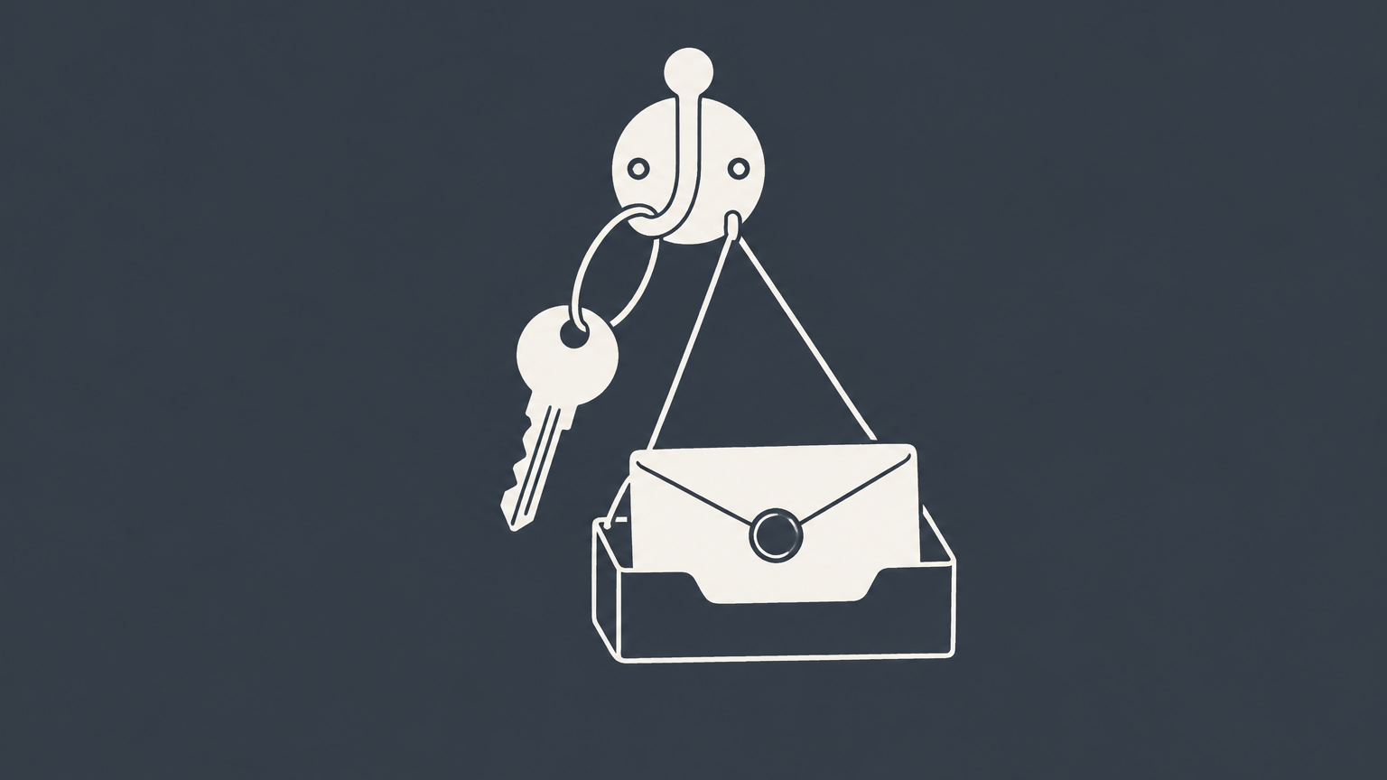 Flat illustration of an ownership key beside a tray for official documents, representing the difference between an LLC member and a registered agent.