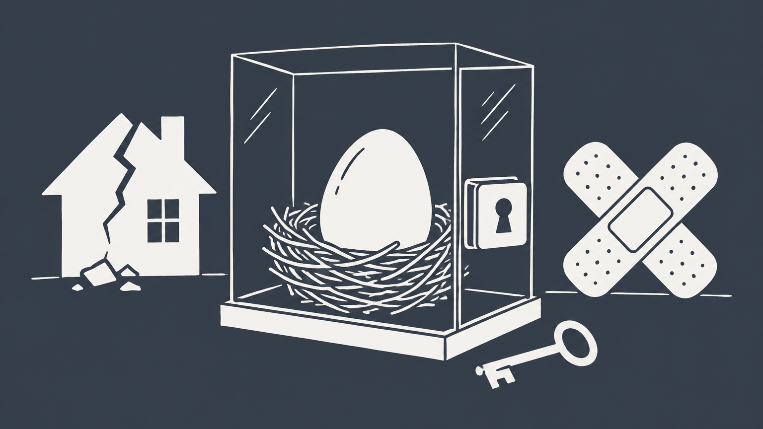 Flat illustration of a retirement nest egg in an emergency box representing a 401k hardship withdrawal.