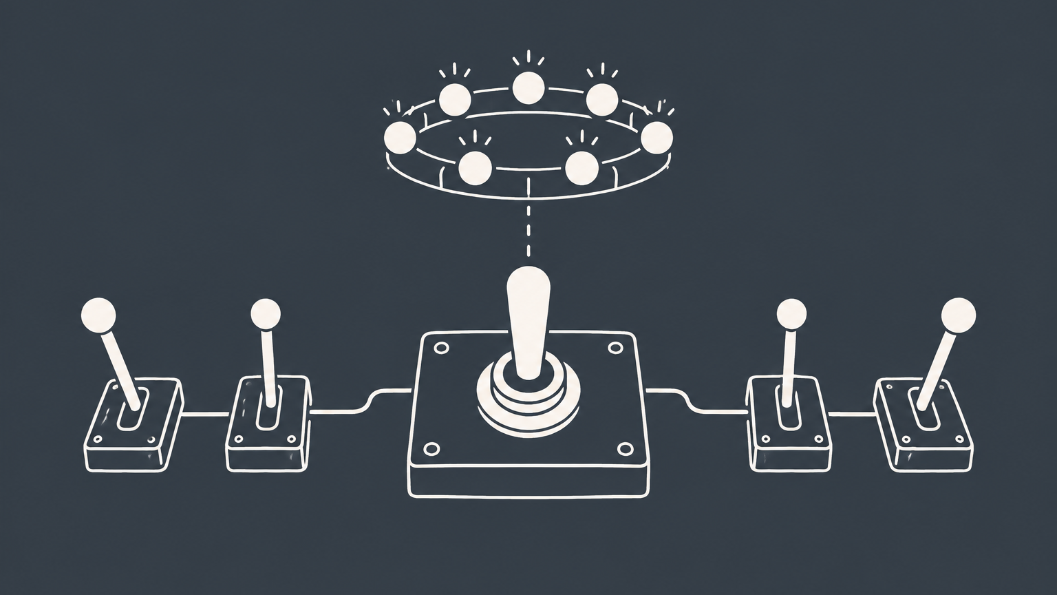 Flat illustration of a modular control panel representing LLC board of directors and flexible management structures.